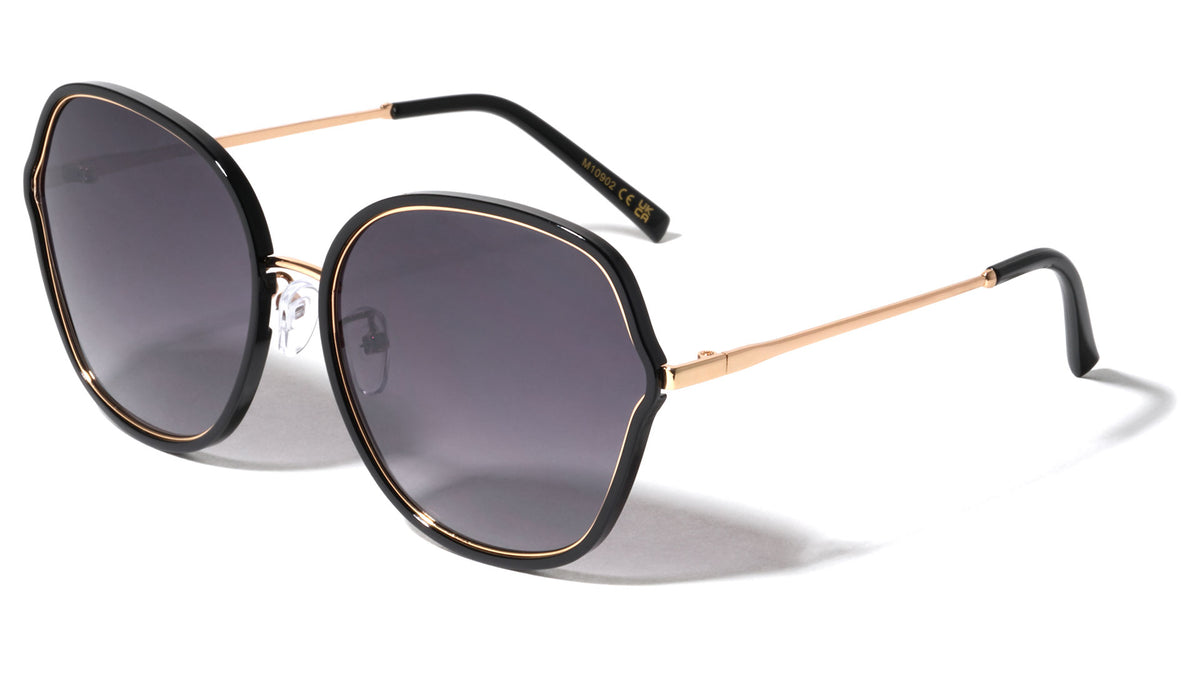 Double Plastic-Metal Rim Fashion Butterfly Wholesale Sunglasses