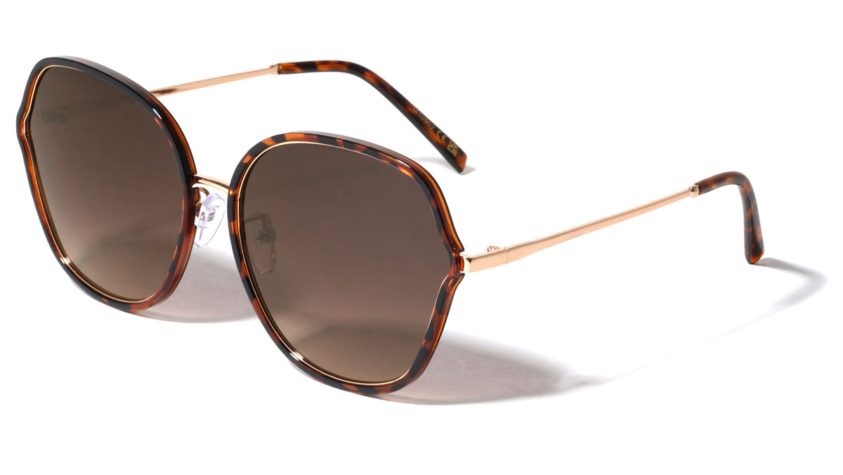 Double Plastic-Metal Rim Fashion Butterfly Wholesale Sunglasses