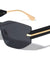 Rimless One Piece Shield Lens Geometric Cat Eye Wholesale Sunglasses