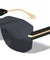 Rimless One Piece Shield Lens Geometric Butterfly Wholesale Sunglasses