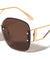 Geometric Temple Cutout Rimless Diamond Edge Butterfly Wholesale Sunglasses