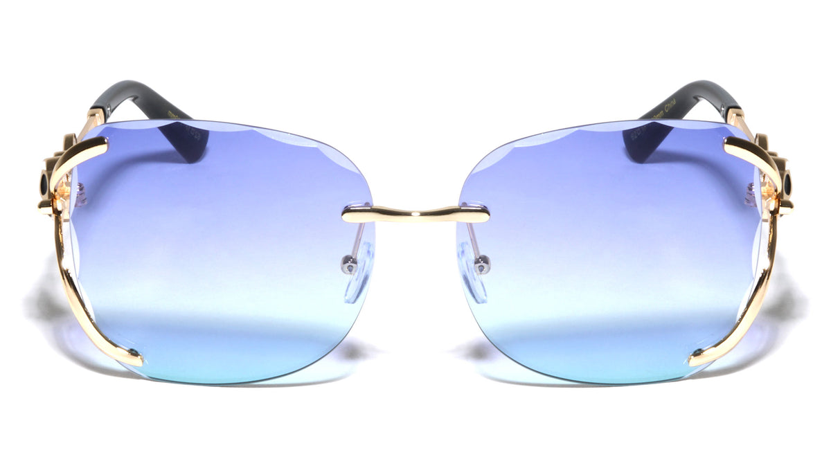 Fox Rhinestone Hinge Rimless Diamond Edge Butterfly Wholesale Sunglasses
