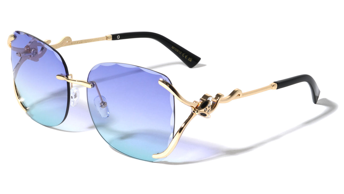 Fox Rhinestone Hinge Rimless Diamond Edge Butterfly Wholesale Sunglasses