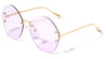 Color Lens Oversized Rimless Geometric Round Wholesale Sunglasses