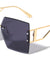 Geometric Temple Cutout Rimless Diamond Edge Square Wholesale Sunglasses