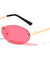 Retro Rimless Color Lens Oval Wholesale Sunglasses