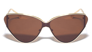 Rimless Corner One Piece Shield Lens Fashion Cat Eye Wholesale Sunglasses