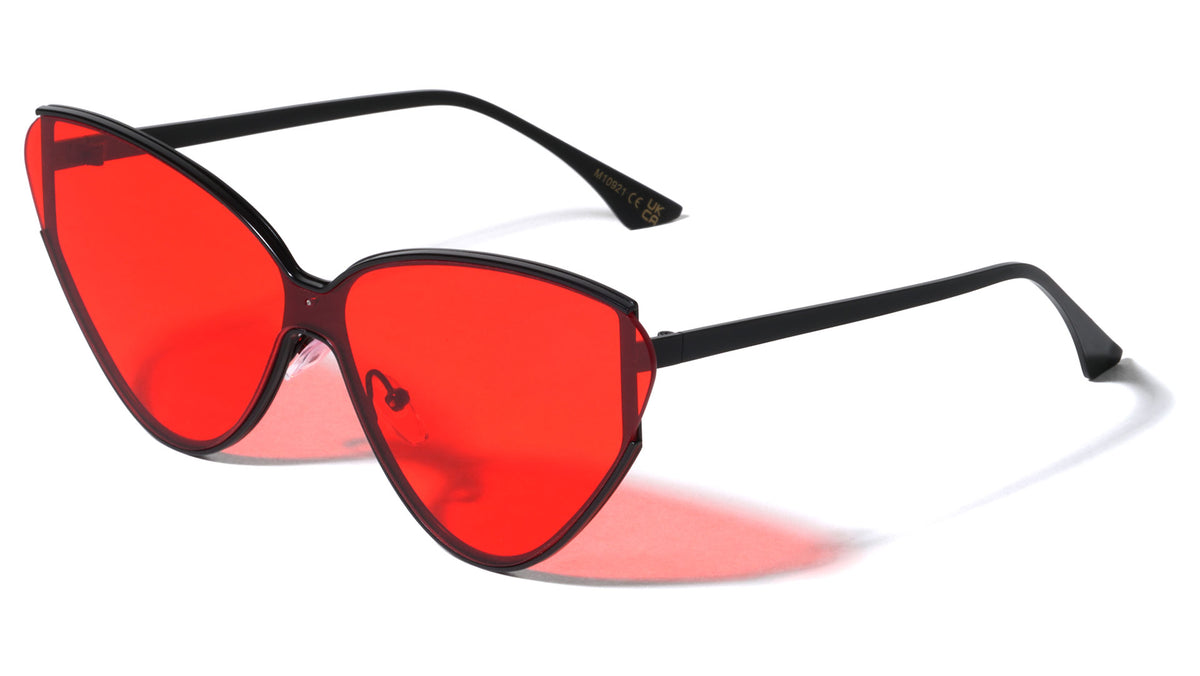 Rimless Corner One Piece Shield Lens Fashion Cat Eye Wholesale Sunglasses
