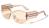 Crystal Color Frame Two Line Temple Shield Lens Cat Eye Wholesale Sunglasses