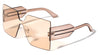 Crystal Color Frame Two Line Temple Shield Lens Square Wholesale Sunglasses
