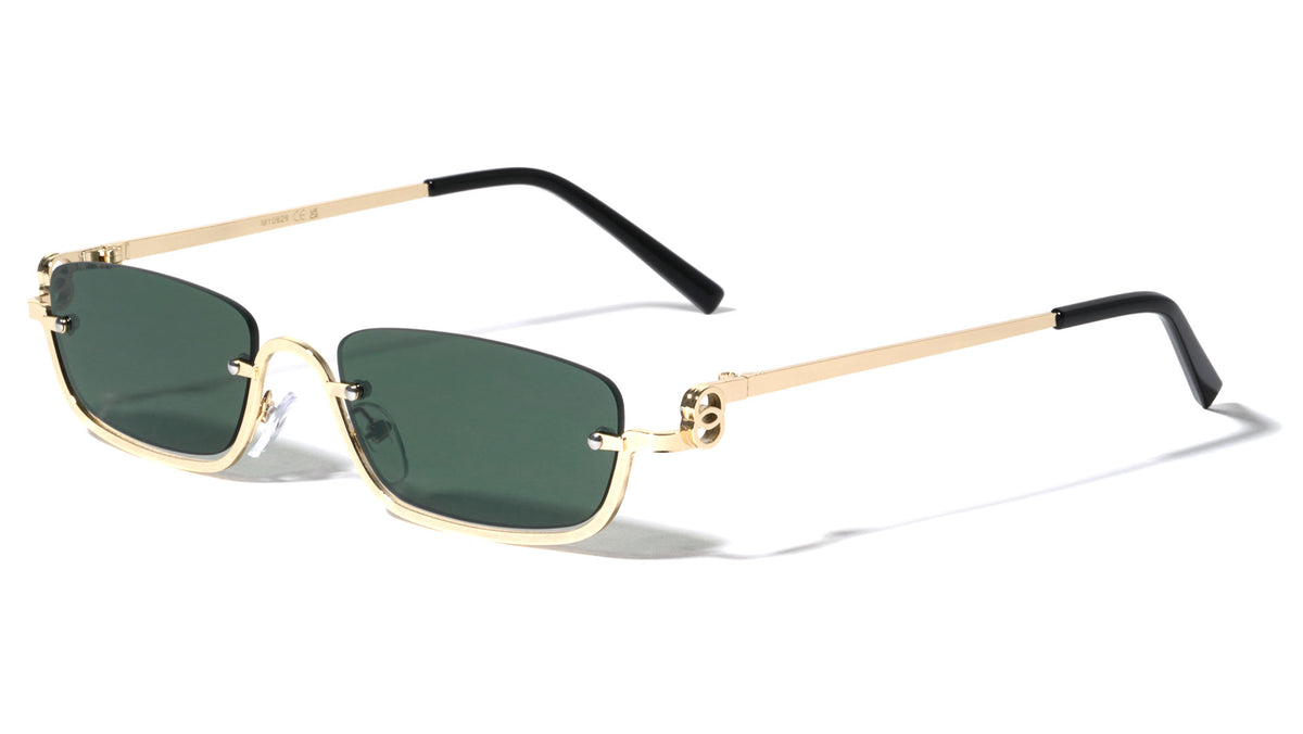 Floating Rimless Lens Infinity Hinge Fashion Rectangle Wholesale Sunglasses