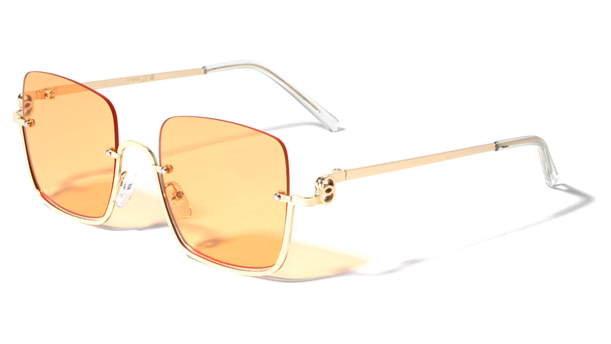 Floating Rimless Lens Infinity Hinge Fashion Square Wholesale Sunglasses