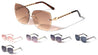 Oversized Leather Temple Accent Rimless Fashion Butterfly Wholesale Sunglasses