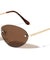Rimless Flat Lens Fashion Semi Oval Wholesale Sunglasses
