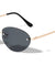 Rimless Flat Lens Fashion Semi Oval Wholesale Sunglasses