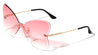 Rimless Diamond Edge One Piece Shield Lens Butterfly Wings Wholesale Sunglasses