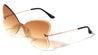 Rimless Diamond Edge One Piece Shield Lens Butterfly Wings Wholesale Sunglasses