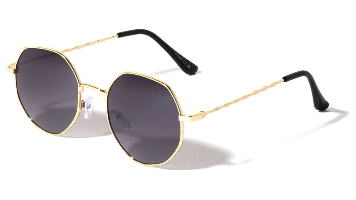 Thin Frame Flattened Temple Fashion Geometric Wholesale Sunglasses