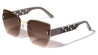 Rimless Diamond Edge Cut Lens Temple Floral Cutout Fashion Cat Eye Wholesale Sunglasses