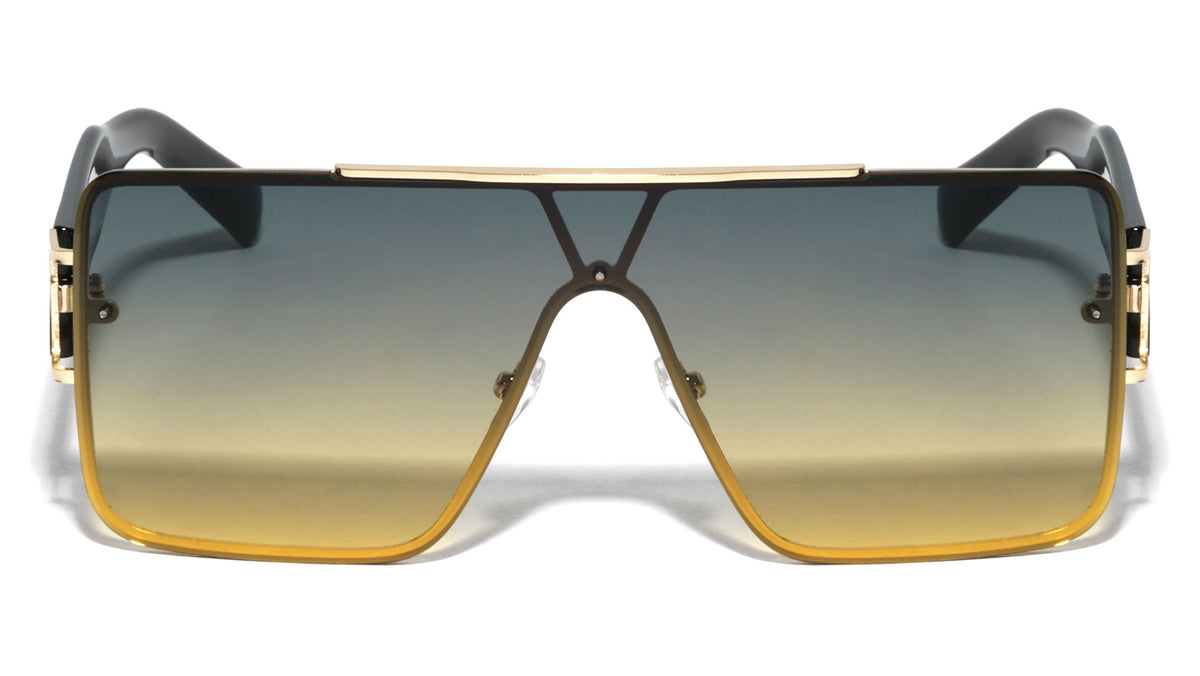 Flat Top One Piece Shield Lens Fashion Rectangle Wholesale Sunglasses
