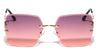 Bee Hinge Rimless Diamond Edge Cut Lens Fashion Butterfly Wholesale Sunglasses