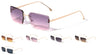 Rimless Diamond Edge Cut Lens Fashion Rectangle Wholesale Sunglasses