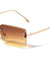 Rimless Diamond Edge Cut Lens Fashion Rectangle Wholesale Sunglasses