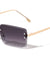 Rimless Diamond Edge Cut Lens Fashion Rectangle Wholesale Sunglasses