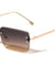 Rimless Diamond Edge Cut Lens Fashion Rectangle Wholesale Sunglasses
