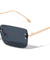 Rimless Diamond Edge Cut Lens Fashion Rectangle Wholesale Sunglasses