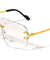 Rimless Diamond Edge Cut Lens Fashion Shield Wholesale Sunglasses