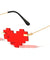 Heart Shape Color Rimless 8-Bit Pixel Wholesale Sunglasses