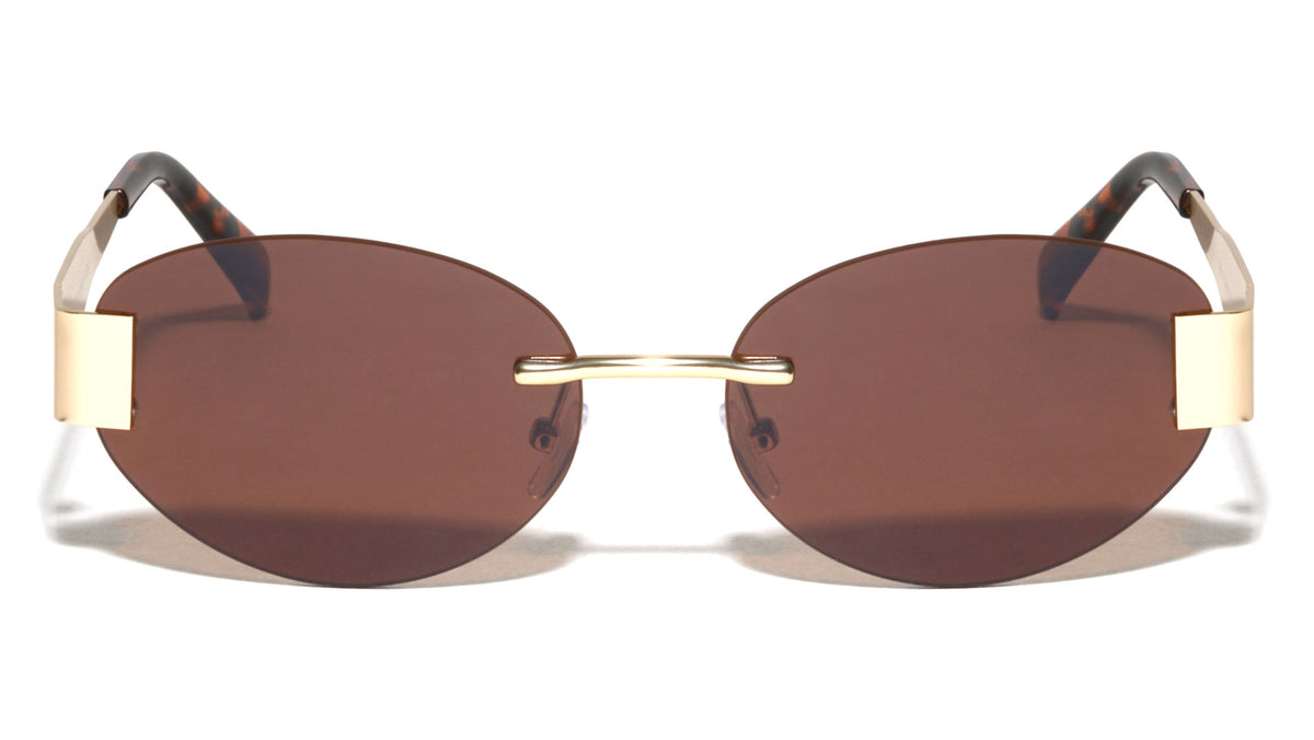 Rimless Oval Lens Wide Temple Fashion Cat Eye Wholesale Sunglasses