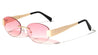 Rimless Oval Lens Wide Temple Fashion Cat Eye Wholesale Sunglasses