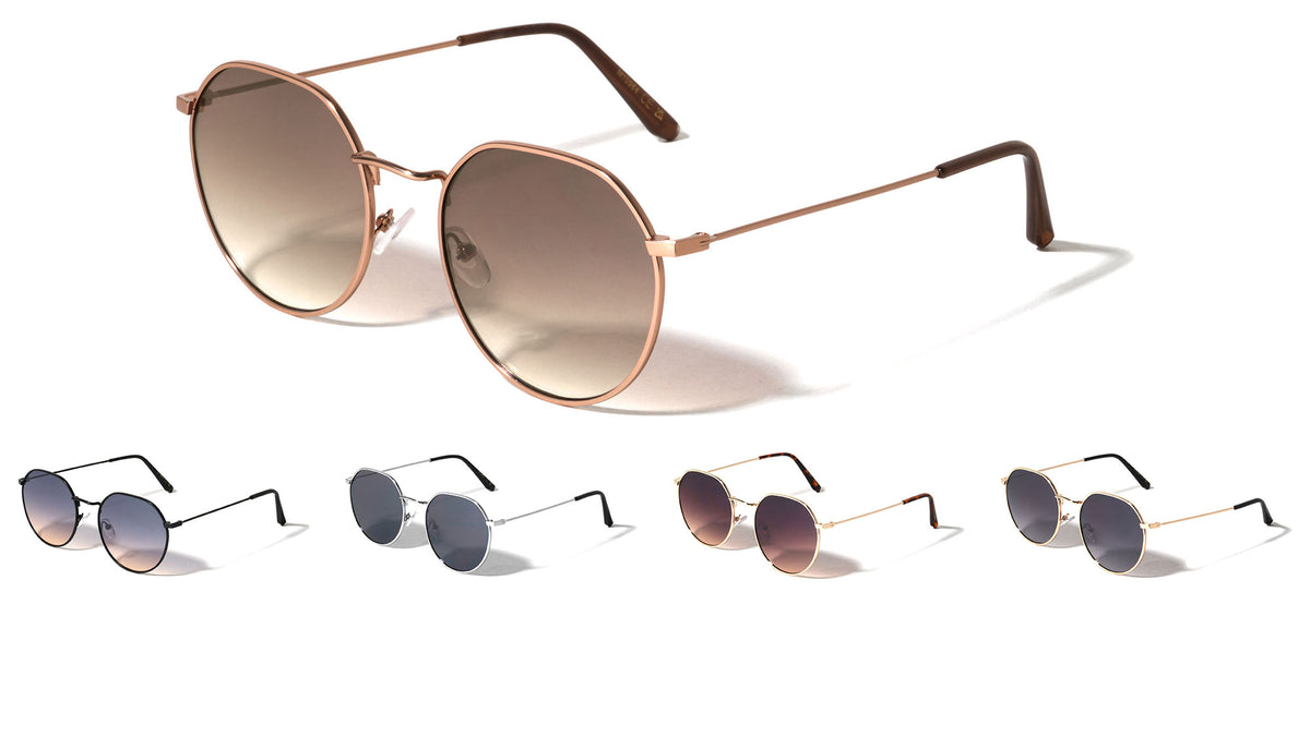 Slim Frame Retro Fashion Round Wholesale Sunglasses