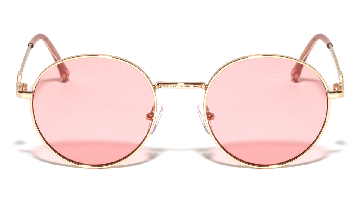 V Temple Icon Cutout Retro Fashion Round Wholesale Sunglasses