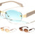 Temple Accent Rimless Diamond Edge Cut  Fashion Oval Cat Eye Wholesale Sunglasses
