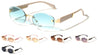 Temple Accent Rimless Diamond Edge Cut  Fashion Oval Cat Eye Wholesale Sunglasses