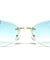 Temple Accent Rimless Diamond Edge Cut  Fashion Oval Cat Eye Wholesale Sunglasses