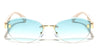 Temple Accent Rimless Diamond Edge Cut  Fashion Oval Cat Eye Wholesale Sunglasses