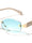 Temple Accent Rimless Diamond Edge Cut  Fashion Oval Cat Eye Wholesale Sunglasses