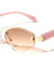 Temple Accent Rimless Diamond Edge Cut  Fashion Oval Cat Eye Wholesale Sunglasses