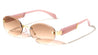 Temple Accent Rimless Diamond Edge Cut  Fashion Oval Cat Eye Wholesale Sunglasses