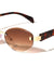 Temple Accent Rimless Diamond Edge Cut  Fashion Oval Cat Eye Wholesale Sunglasses