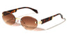 Temple Accent Rimless Diamond Edge Cut  Fashion Oval Cat Eye Wholesale Sunglasses
