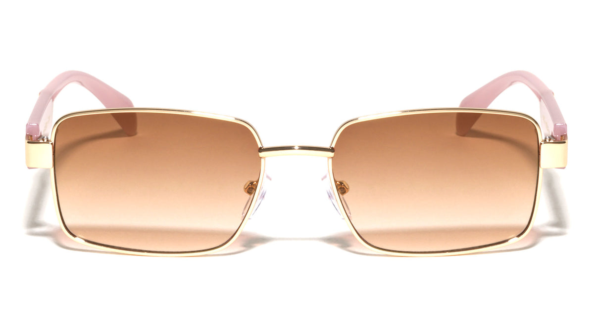 Temple Accent Thin Rim Fashion Rectangle Butterfly Wholesale Sunglasses