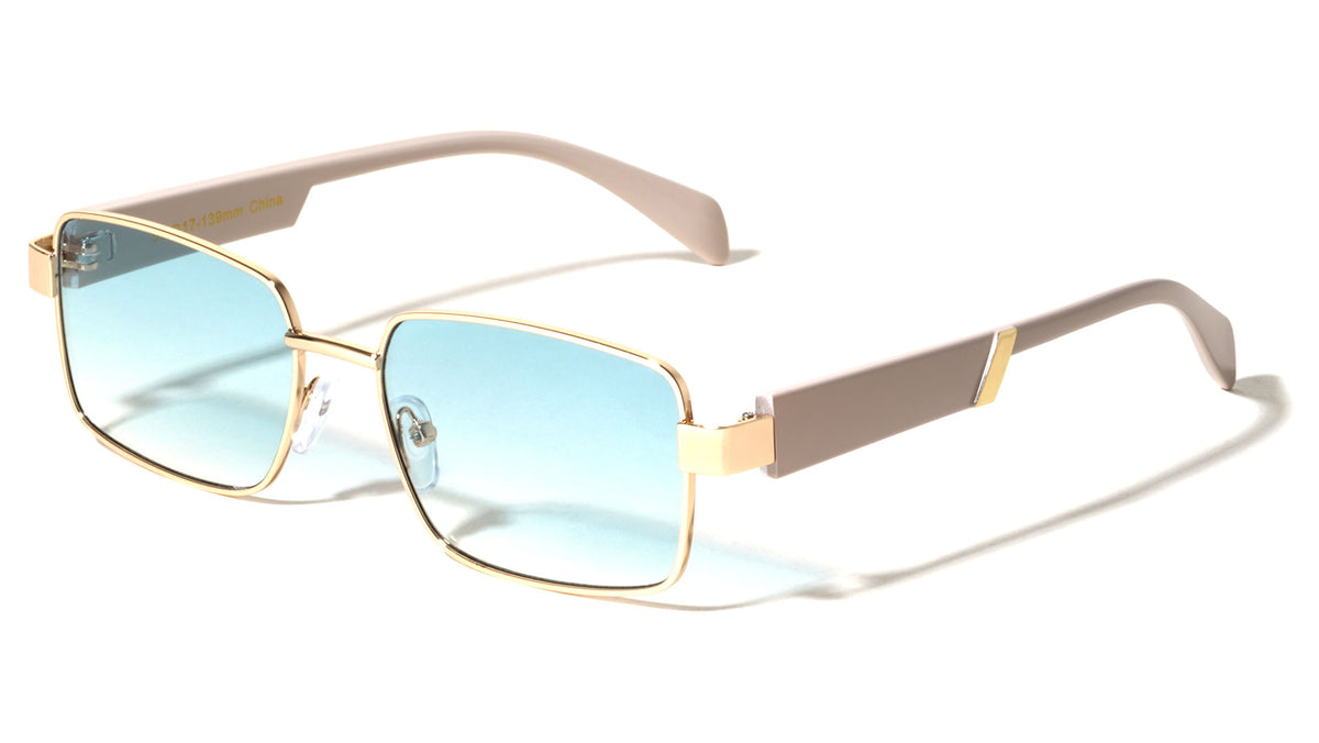 Temple Accent Thin Rim Fashion Rectangle Butterfly Wholesale Sunglasses