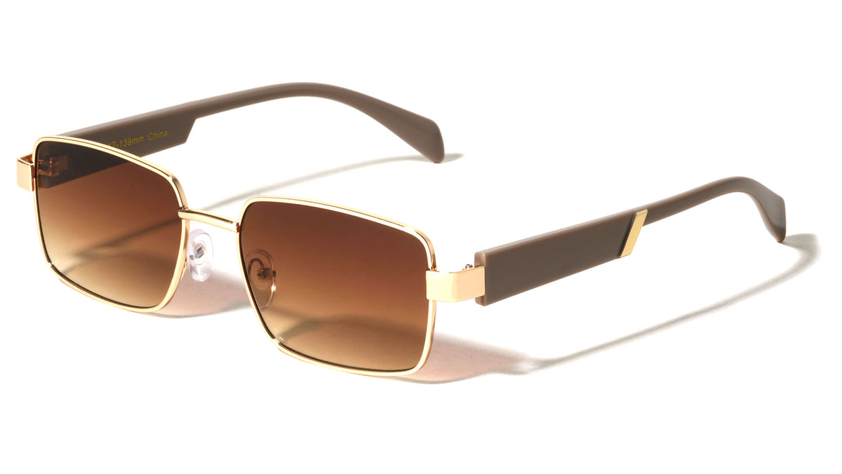 Temple Accent Thin Rim Fashion Rectangle Butterfly Wholesale Sunglasses
