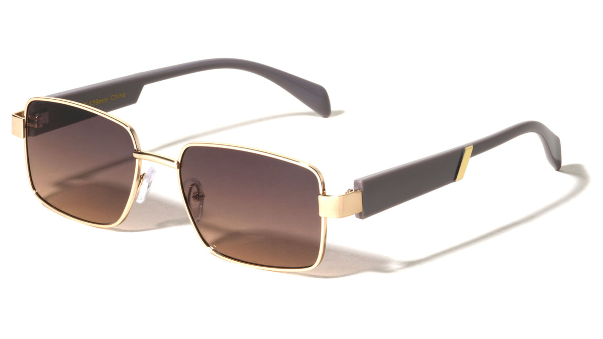 Temple Accent Thin Rim Fashion Rectangle Butterfly Wholesale Sunglasses