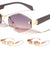 Temple Accent Rimless Diamond Edge Cut  Fashion Geometric Wholesale Sunglasses